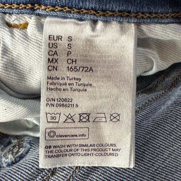 H&M &Denim Small Skinny Jeans Ultra High Waist Stretch Zip-Fly Whiskered Blue - Picture 8 of 9